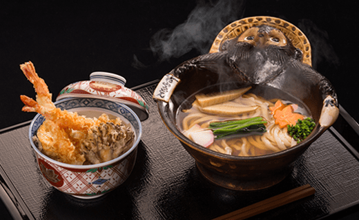 花山かけうどんと小天丼