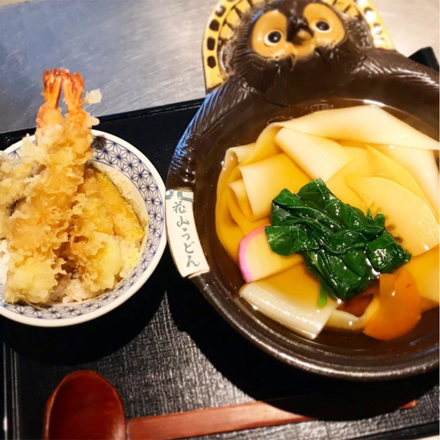 鬼ひも川(温)と小天丼