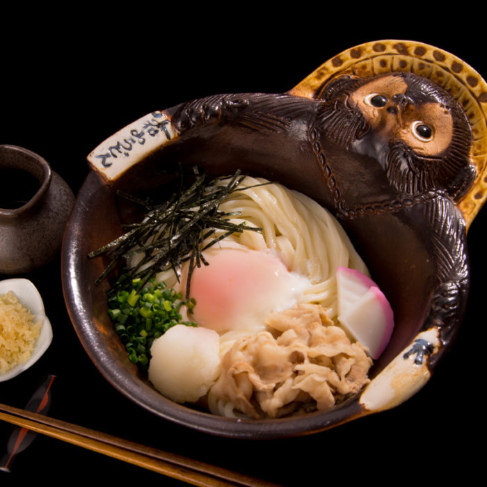 分福茶釜の肉みぞれ釜玉うどん