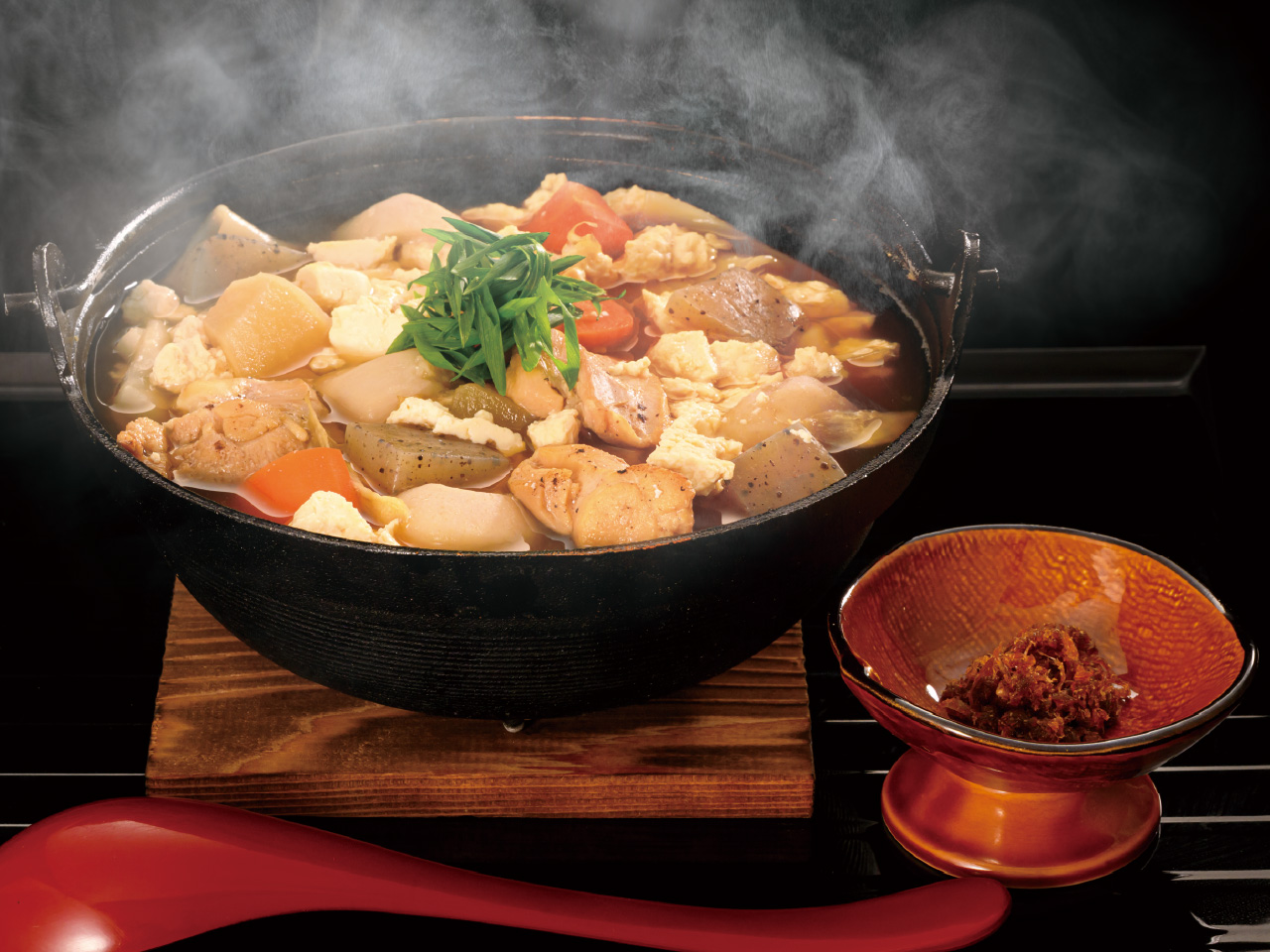 本店冬限定「崩し豆腐のけんちんおっきり〜花かつお山椒添え〜」